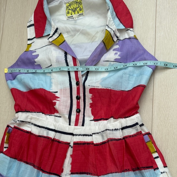 Floreat Anthropologie Red and Blue Striped Sleeveless Button Down Collared Dress - Picture 6 of 9